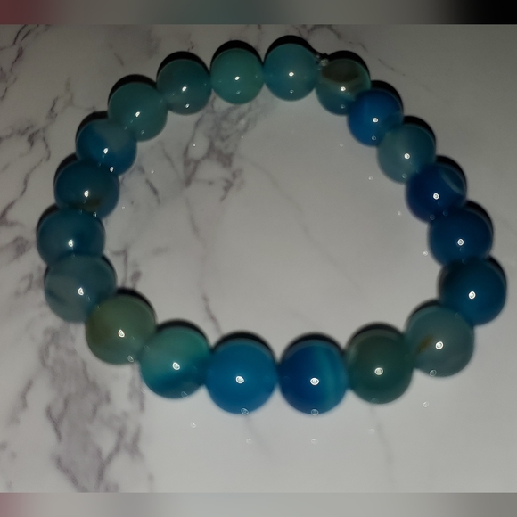 Jewelry - Blue Glass Handmade Stretch Bracelet